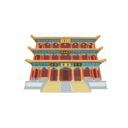 中国风古典手绘大寺庙装饰元素