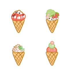 夏日多口味冰激凌甜筒清新装饰元素
