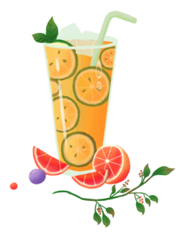 夏季饮品柠檬柚子红茶装饰元素