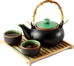 实拍春茶茶壶茶叶装饰元素