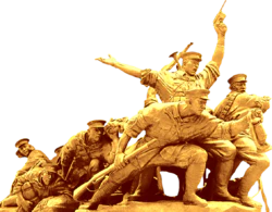 金色建党100周年雕像军人装饰元素