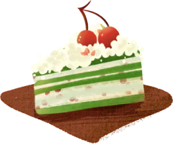 手绘绿色甜品水果抹茶慕斯蛋糕装饰元素
