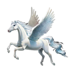 手绘白色飞驰的骏马雕塑装饰元素