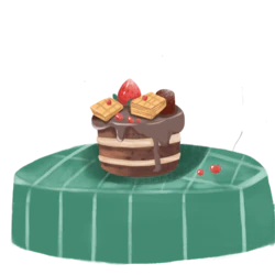 棕色放在绿桌子上巧克力草莓威化蛋糕装饰元素