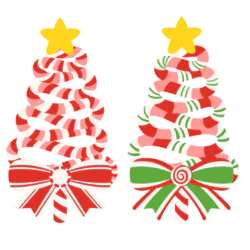 手绘糖果圣诞树五角星装饰元素
