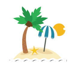 扁平风夏季度假小岛海滩椰树装饰元素