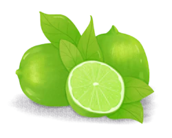 绿色小清新柠檬水果绿叶装饰元素