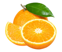 新鲜水果橙子横切面绿叶装饰元素