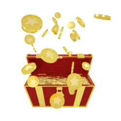 3D立体金币红色箱子装饰元素