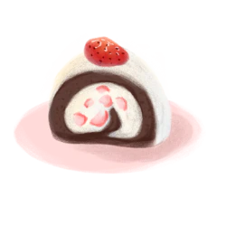 清新草莓蛋糕卷装饰元素