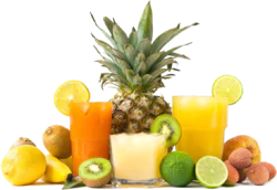 新鲜水果猕猴桃菠萝榨汁饮料装饰元素