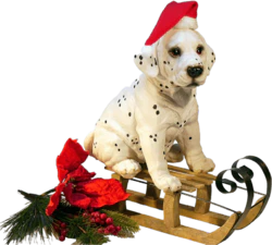 圣诞节可爱小狗扮圣诞老人拉雪橇装饰元素