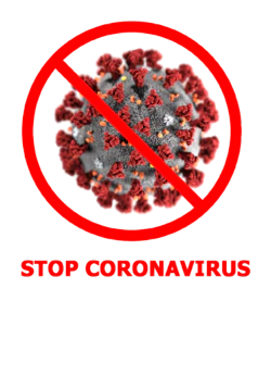 禁止标志阻止新冠病毒传播标志装饰元素