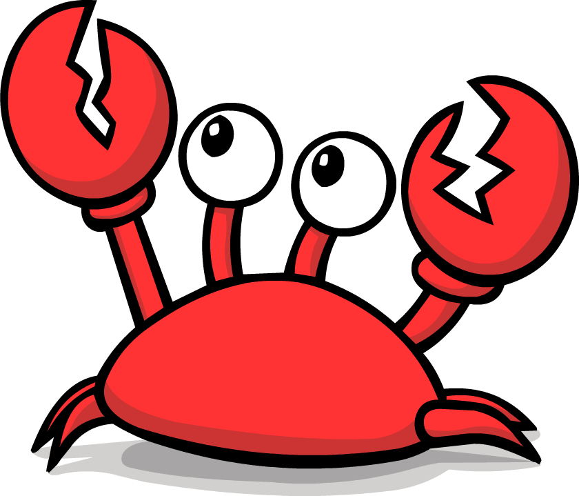 卡通红色螃蟹大眼睛大钳子装饰元素