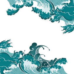 国潮中国风手绘海浪波涛边框装饰元素