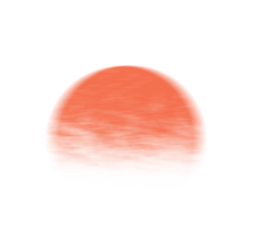 水墨风桔红夕阳装饰元素