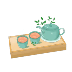 白露清茶手绘茶具茶杯茶壶茶叶装饰元素