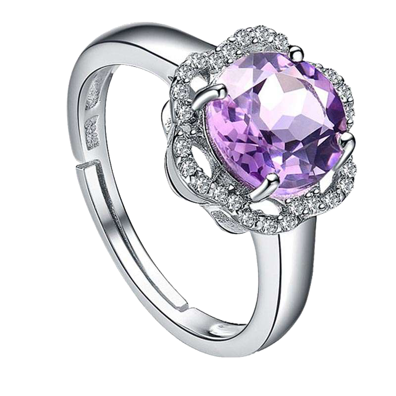 镶着紫色钻石的戒指