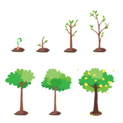 春天植树节小树苗从小到大成长状态矢量元素