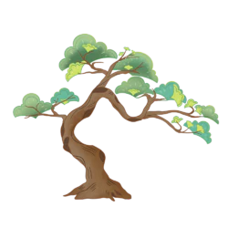 国潮植物松树手绘元素