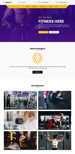 紫色大气健身俱乐部_运动健身器材网站模板