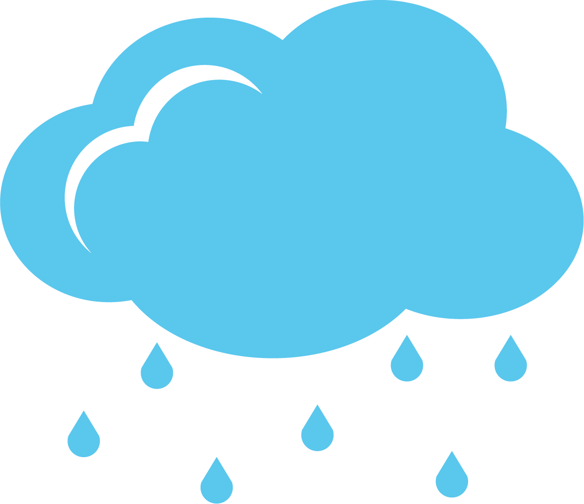 蓝色云朵大雨天气卡通图标矢量素材