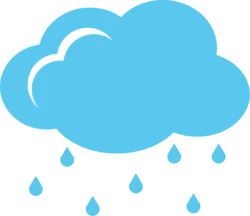蓝色云朵大雨天气卡通图标矢量素材
